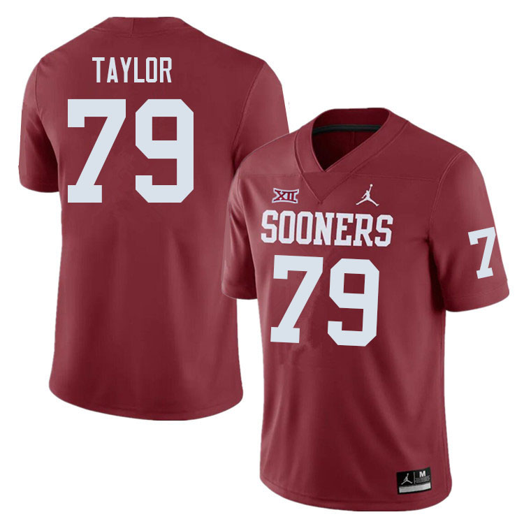Men #79 Jake Taylor Oklahoma Sooners College Football Jerseys Sale-Crimson